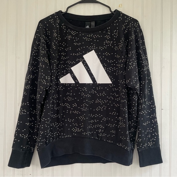 Adidas Women's Black White Winners Badge of Sport Crew Sweatshirt Size Small - Picture 2 of 8